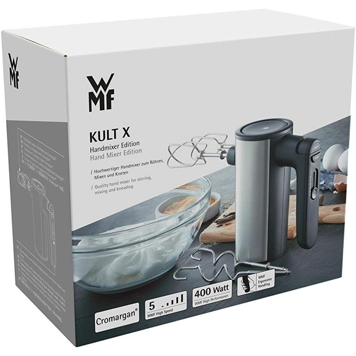 WMF Kult X Edition Hand Mixer - 400W, 5-Speed, Turbofunction, Cromargan Matte Black