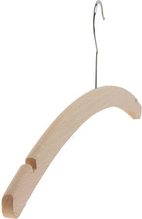 HAGSPIEL Clothes Hangers made of Beechwood, Simple Hangers Raw, 42 cm long, very space-saving, with galvanized screw hook. Made in Austria (EU) (30 pieces, with notches)