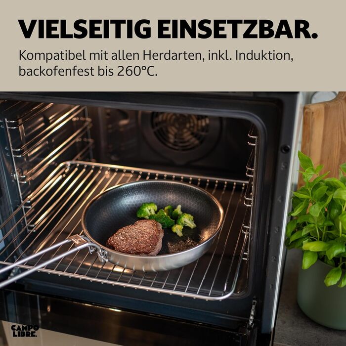 Набір посуду для кемпінгу Campo Libre Enzo I з нержавіючої сталі (6 або 8 предметів) | Індукційний посуд для кемпінгу | Посуд для приготування їжі на відкритому повітрі | Каструля, сковорода 24 см