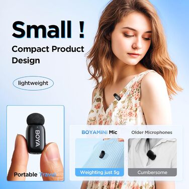 BOYA Mini 2: Бездротовий мікрофон-лавал'єр USB-C для iPhone/Android, 48kHz/24Bit, для Vlogging та TikTok