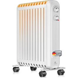 Масляний радіатор KESSER® 2500W з термостатом | Електричний обігрівач, 3 режими нагріву, білий