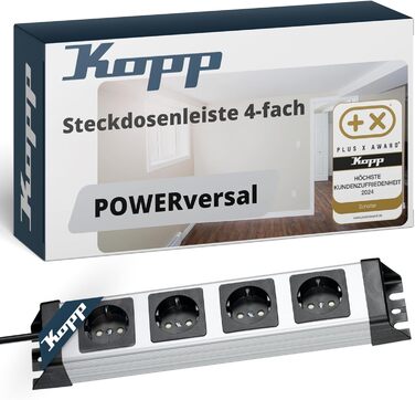 Мережевий фільтр Kopp POWERversal 4-fach, срібно-чорний, IP20, 1.4м, кут 90°