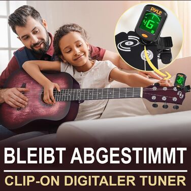 Акустична гітара Pyle – Класична гітара з датчиком, для початківців, дітей та дорослих, розмір 1/2, з тюнером та комплектом Crimson Burst Matt