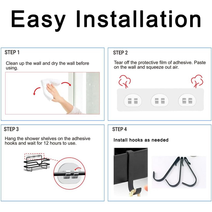 Двопакетна поличка для душу ASelected, органайзер для ванної кімнати без свердління, полиця для душу/кухні з тримачем для бритви, міцна нержавіюча сталь, 4 гачки, сріблястого кольору