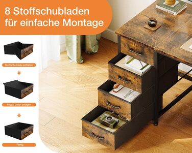 Комп'ютерний стіл Coleshome з 8 тканинними ящиками, 120x48 см, коричневий | Стіл для офісу, дому, вітальні