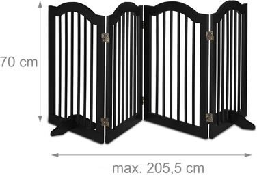 Захисне ворота Relaxdays, розкладне, 70 x 205,5 см, 2 ніжки, для собак та котів, чорний