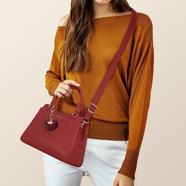 Жіноча сумка IGOLUMON середнього розміру зі шкіри: сумка-тоут, сумка на ручку, сумка на плече (Червона)