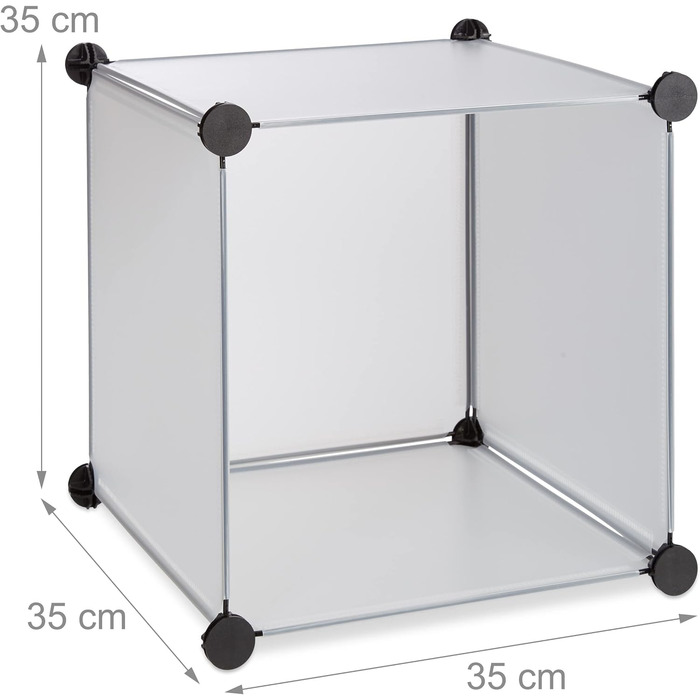 Relaxdays Closet System with 12 Compartments, Large Plastic Wardrobe, 145.5 x 145.5 cm, White (Transparent)