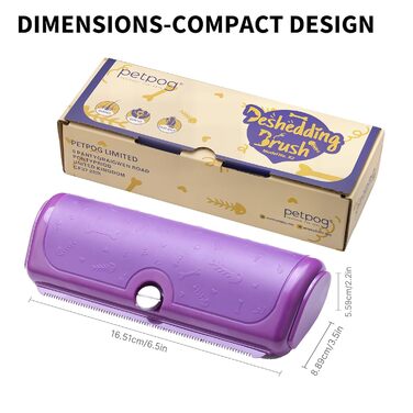 Щітка для собак та котів - двоколірна синьо-жовта, видаляє відмерле волосся та підшерсток, для собак та котів (фіолетова)