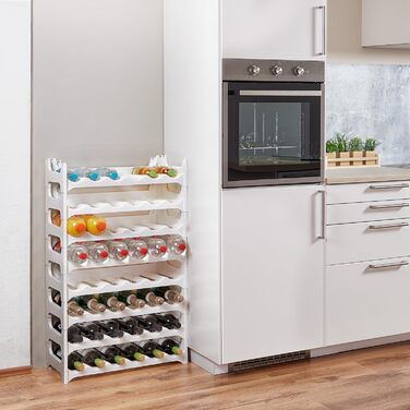 Grizzly Bottle Rack - modular, stackable design for 48 bottles, white wine rack
