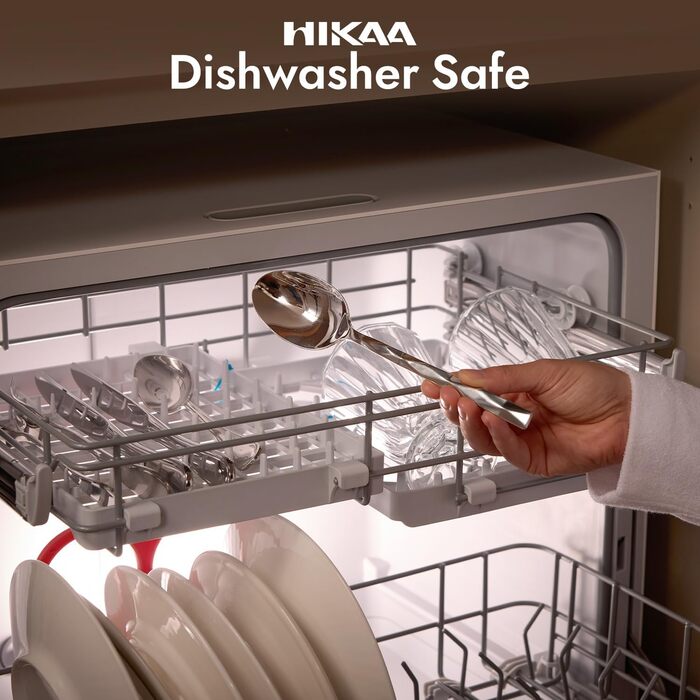 Набір столових приборів HIKAA на 6 осіб (30 предметів), нержавіюча сталь 18/10, полірування з діамантовим візерунком - для дому, весілля, святкування