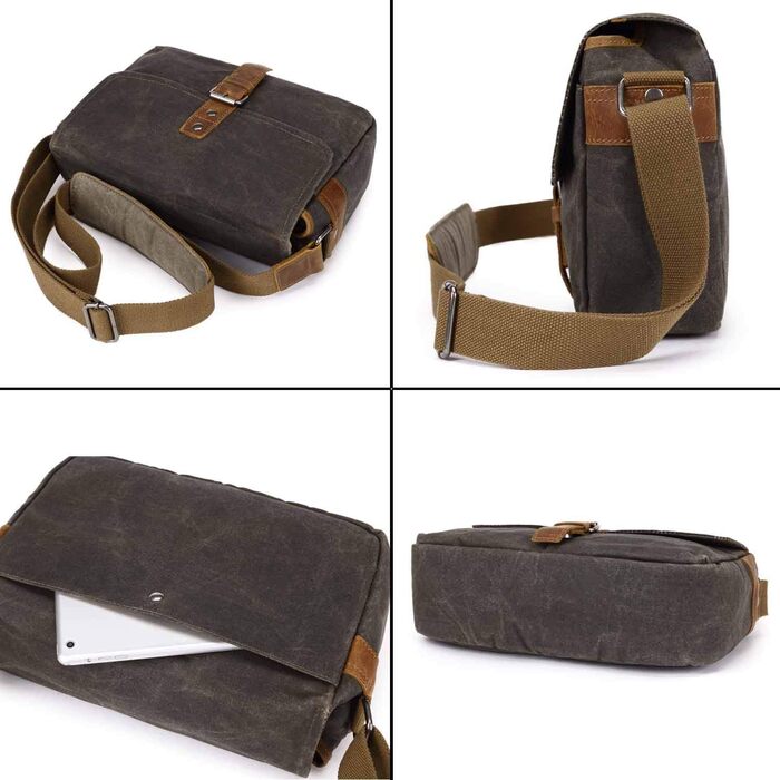 Сумка-переноска для камери Neuleben з відділенням для камери, vintage, маленька, на плечі, з вощеного канвасу, зелена (для жінок/чоловіків)