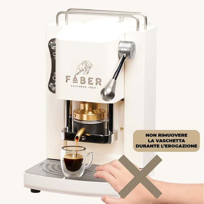 Кавова машина FABER Pro Mini Deluxe для ESE-подушечок 44 мм, хром, латунний прес, Pure White