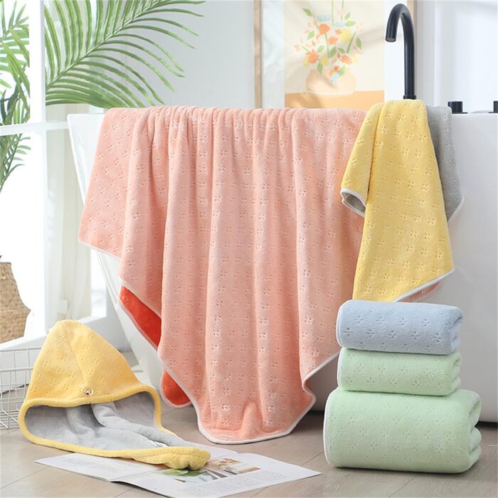 М'які рушники з мікрофібри SOFTBATFY, 4 шт., 35.6 x 76.2 см, швидковисихаючі – для ванної кімнати, душу, спа (кольоровий принт)