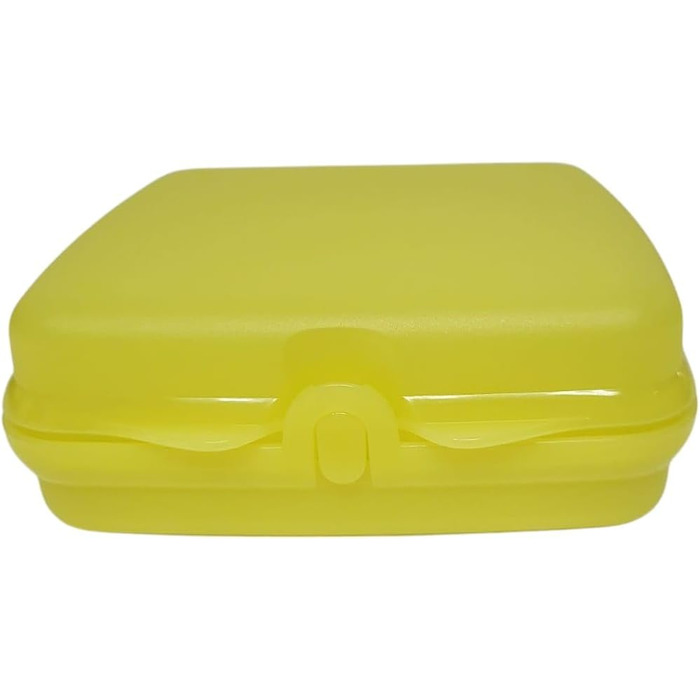 Tupperware Sandwich Box Storage Box Lunch Box Square with Hinge and Latch and Designs (yellow)