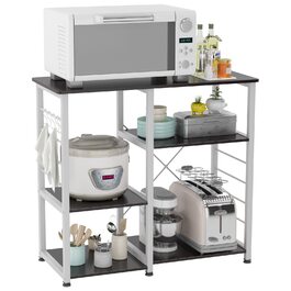 Стійка для мікрохвильової печі та кухонні полиці Soges 3 яруси, чорний (171-BK)