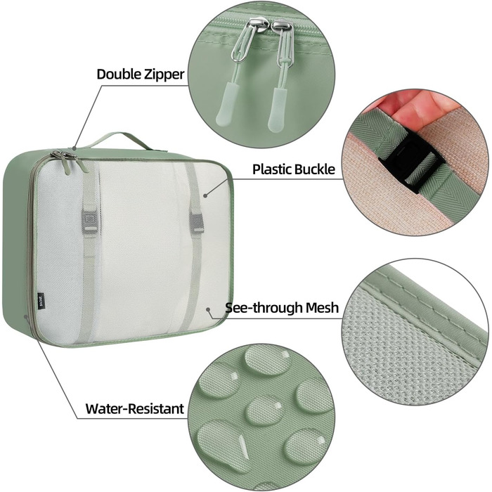 Набір органайзерів для подорожей BAGAIL (10 шт.) різних розмірів – Matcha Green