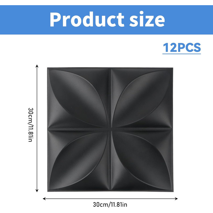 3D панелі стінові ПВХ чорні, декоративні панелі для стін та стелі, геймерські панелі для вітальні та спальні, 2 шт.
