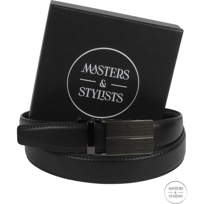 Чоловічий шкіряний ремінь Masters & Stylists з автоматичною пряжкою, коричневий/чорний, ширина 3,1 см, довжина 110/120 см, з подарунковою коробкою