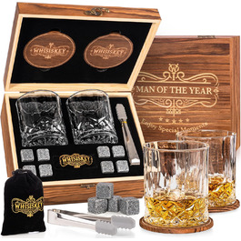 Набір склянок для віскі Whisiskey Whisky - подарунковий набір для чоловіків, 2 склянки по 310 мл, 8 кубиків для віскі, подарункова коробка