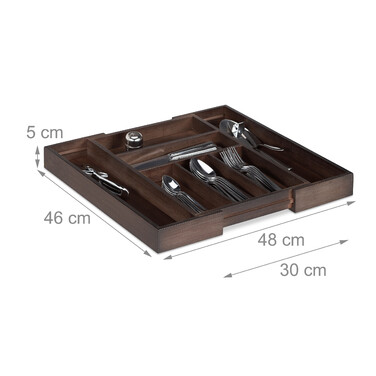 Relaxdays Cutlery Insert Bamboo Dark Brown