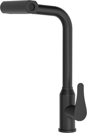 Кухонний змішувач водопровідний висувний з душем, 360° поворот, 4 режими, з нержавіючої сталі, чорний