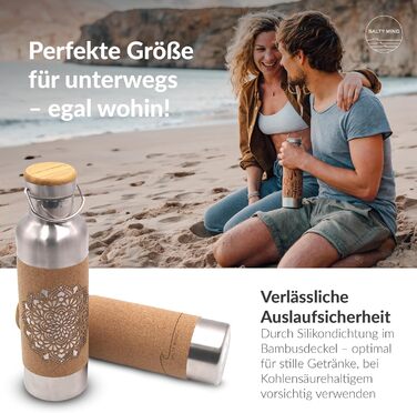 Stainless Steel Water Bottle 750ml - Sustainable, insulated Thermos Water Bottle made of Stainless Steel, leak-proof - Iso Bottle free of harmful substances, BPA-free - Thermos Drinking Bottle (Floral Print)
