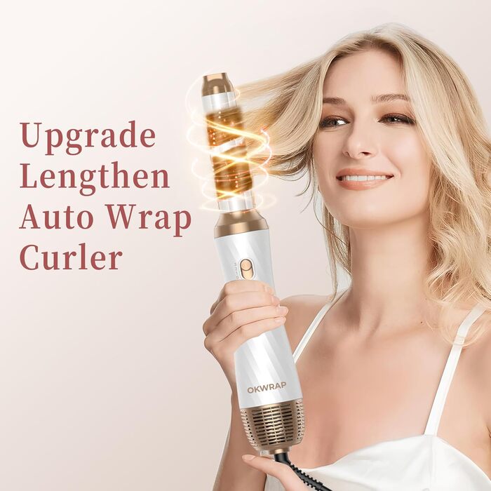 Набір для укладки волосся 6 в 1 Airstyler: фен-щітка, дифузор, локони, об'єм, випрямлення, сушка (білий/сірий)