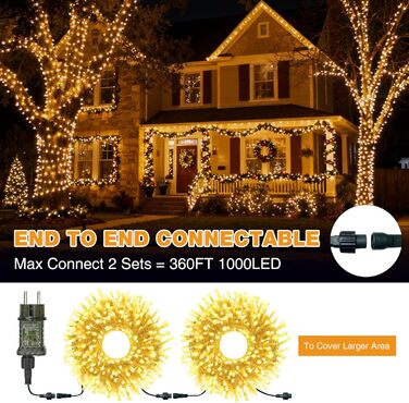 Льо́нточна гірлянда BTfarm 20M з 200 LED, для дому та саду, з пультом, таймером, IP65, тепле біле світло, 20 метрів