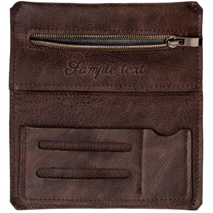Simaru Personalized Tobacco Pouch with Engraving from Leather for 30g Tobacco Bag, Genuine Leather Roller Pouch including Filter Compartment and Pouch Holder (Dark Gray) (Dark Brown Engraving)
