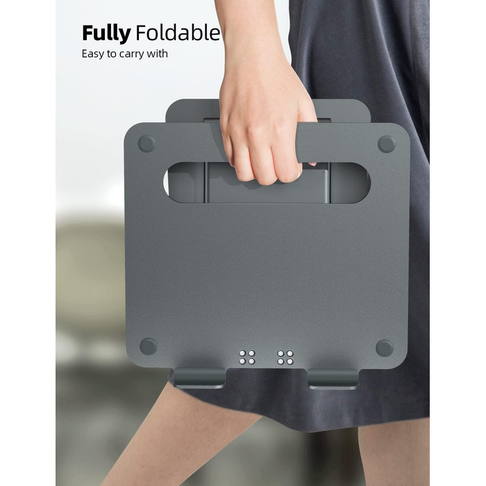 NULAXY Adjustable Laptop Stand - Ergonomic, Portable, Foldable, Supports 10kg, 10-17 inch Compatible - Space Grey