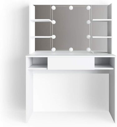 Туалетний столик Vicco Daenerys з дзеркалом і LED-підсвіткою, білий, 100 см