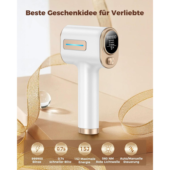 IPL пристрій для епіляції Haarlosy з IGBT-технологією та 9 рівнями інтенсивності, 999,900 імпульсів світла, безболісна епіляція лазером для чоловіків та жінок, для тіла та ніг