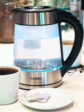 Скляний електрочайник LUND 1,7 л з LED-підсвіткою та регулюванням температури, 68173