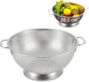 Німецьке сито для кухні з ручками, мікроперфороване сито для пасти, сито з нержавіючої сталі 304, сито для пасти та зливу овочів, фруктів, рису, макаронів, 28,5 см
