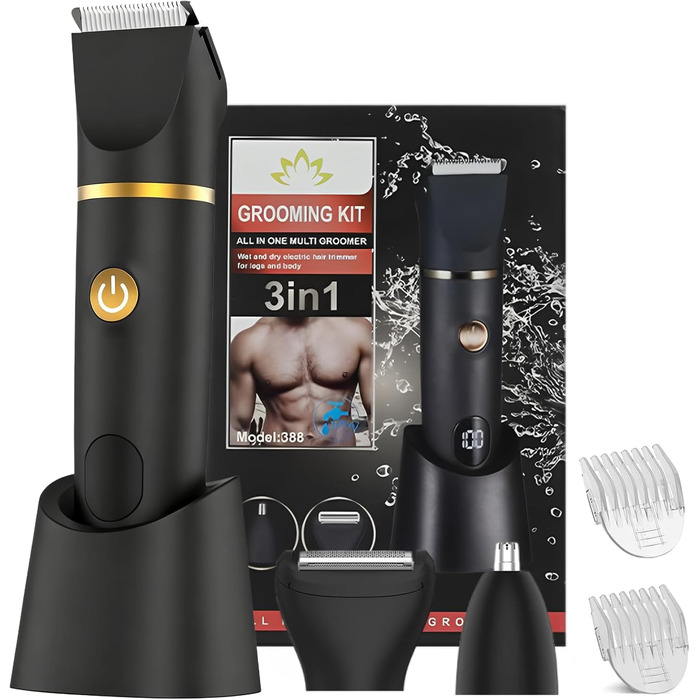 Електричний жіночий тример 3-в-1: для тіла, бікіні, обличчя. Вологостійкий IPX7, чорний