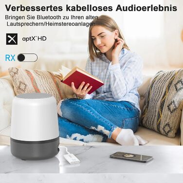 1Mii Bluetooth 5.3 адаптер для телевізора та навушників: 2-в-1 передавач/приймач, aptX-Adaptive, HD аудіо, 3.5mm jack