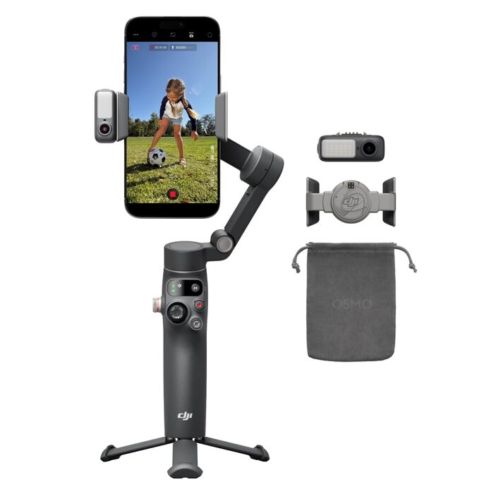 DJI Osmo Mobile 8 Advanced Tracking Combo: Gimbal-Стабілізатор для смартфонів з AI-трекінгом, 360° обертання та вбудованим штативом