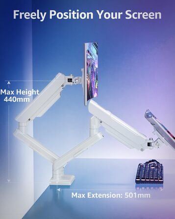 Кріплення для монітора ELIVED EV6012W: підставка для 2 моніторів (13-32 дюйми, 2-9 кг, VESA 75/100mm, регульована, білий)