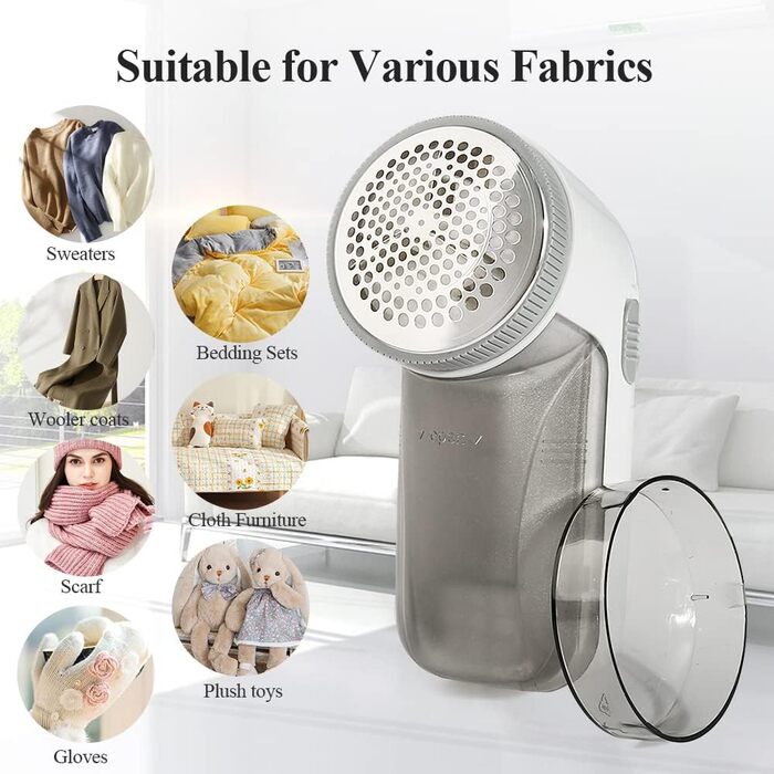 TOUCHBeauty Фільтр для ворсу, видалення клубочків, тканинний бритва - видаляє ворс, клубки та ворсинки, працює від батарейки, сірий