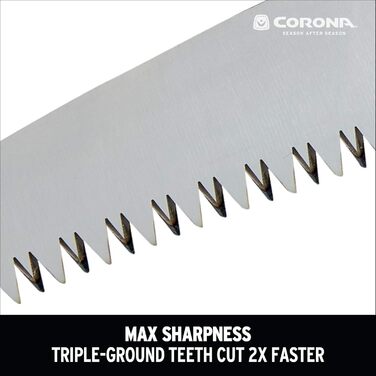 Складна пилка Corona Tools RS16120 17,8 см для обрізки гілок, одноручна вигнута ручна пила для деревини, ріже гілки до 7,6 см