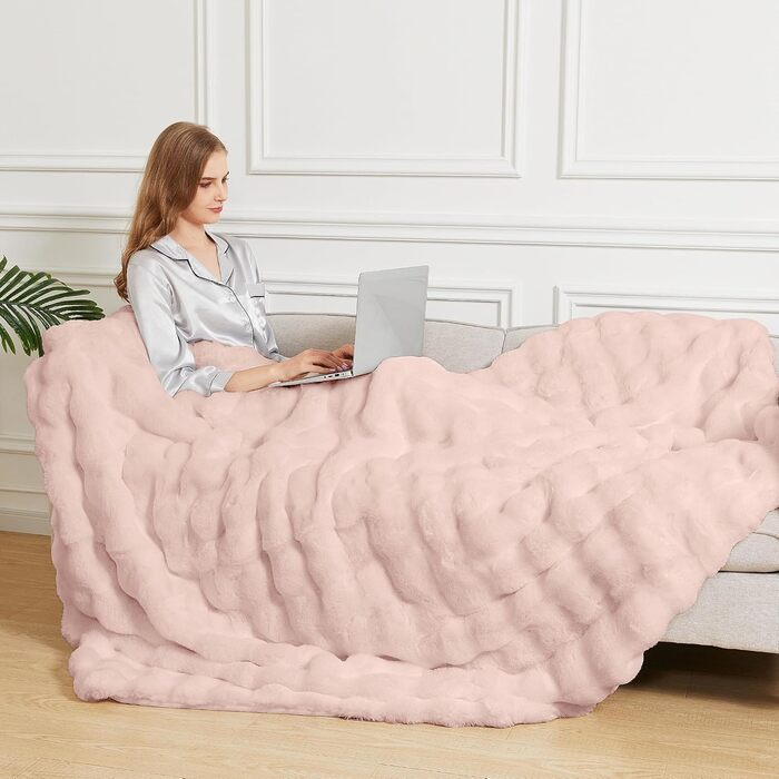 М'яка ковдра з штучного хутра, 130x150 см, рожева. Ковдра з плюшу, тепла, для дому, на диван, ліжко.