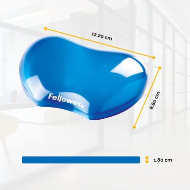 Підставка для зап'ястя Fellowes Crystals - гнучка, з гелевою подушечкою, для офісу, дому, в дорогу та геймінгу, миється, блакитна
