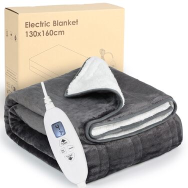 Електрична ковдра Cozysoon з 4 рівнями нагріву та таймером, 180*130 см, з автовимкненням, можна прати в машині