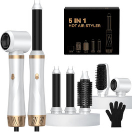 Мультистайлер для волосся 5 в 1: щітка-фен, плойка, брашинг, термощітка, випрямляч. 1000W, 3 температурні режими. Білий