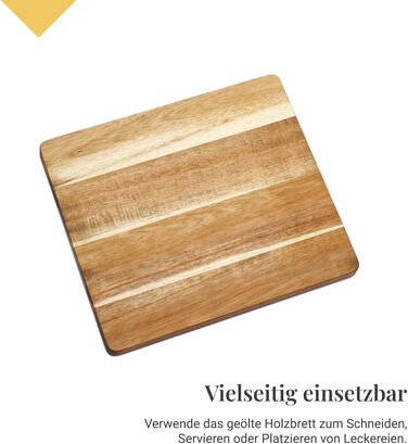 Durable acacia cutting board, 25 x 29 cm | High-quality & hygienic | Large kitchen board made of sustainable acacia wood | Discover oiled wooden cutting boards for kitchen & catering