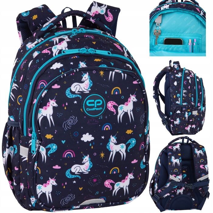 Багатовідсіковий шкільний рюкзак CoolPack, синій багатокольоровий, 21 л