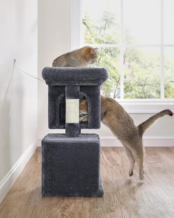Feandrea Cat Tree Small, 67 cm Cat Tree, Cat House for Kittens up to 3 kg, Large Platform, Sisal Posts, PCT611W01 (Smoke Grey)