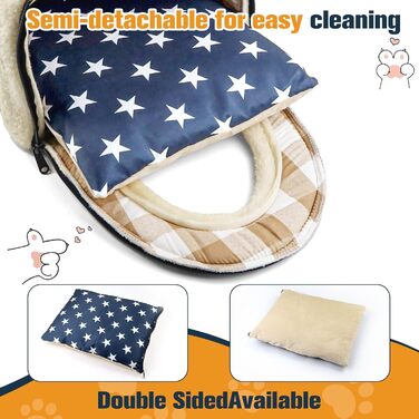 Кіт Хаус Індор, Тепле Гніздо-Печера для Кітів, 2-в-1, Ліжко-Печера для Кітів та Маленьких Собак з Знімним Подушечкою, Прати, 37x32x30 см