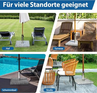Paramondo Umbrella Stand - Granite Umbrella Stand, Square, 48 x 48 cm, with adapter sleeves, for medium-sized umbrellas